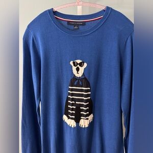 Tommy Hilfiger Blue Sweater with Bear Motif